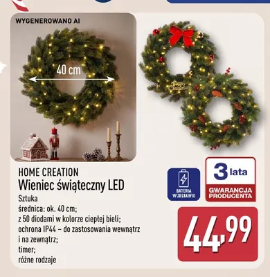 Wieniec świąteczny LED Home Creation promocja w Aldi