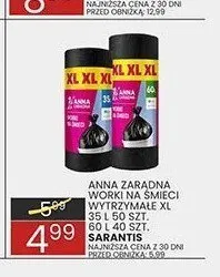 Worki na śmieci wytrzymałe XL Anna Zaradna 60 l promocja w Wafelek