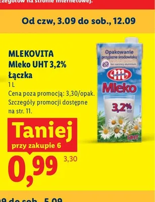 Mleko UHT Łączka Mlekovita 3,2% promocja w Lidl