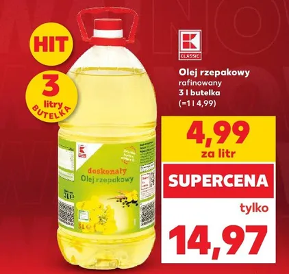 Olej rzepakowy rafinowany promocja w Kaufland