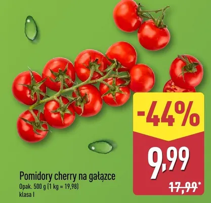 Pomidory cherry na gałązce promocja w Aldi