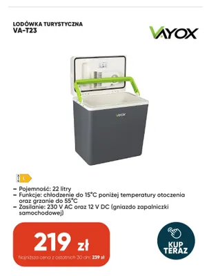 Lodówka turystyczna Vayox VA-T23 22 l promocja w Max Elektro
