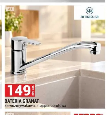 Bateria zlewozmywakowa stojąca obrotowa Granat Kfa Armatura promocja w Merkury Market