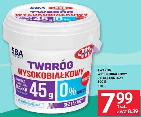 Twaróg Wysokobiałkowy 0% bez laktozy Mlekovita SBA promocja w Selgros