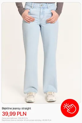 Jeansy straight Cropp błękitne promocja w Cropp