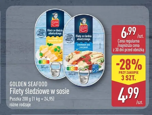 Filety śledziowe w kremowym sosie z warzywami Golden Seafood promocja w Aldi