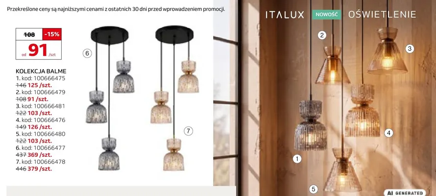 Lampa Balme 2 Italux promocja w Komfort