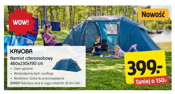 Namiot czteroosobowy Kayoba promocja w Jula