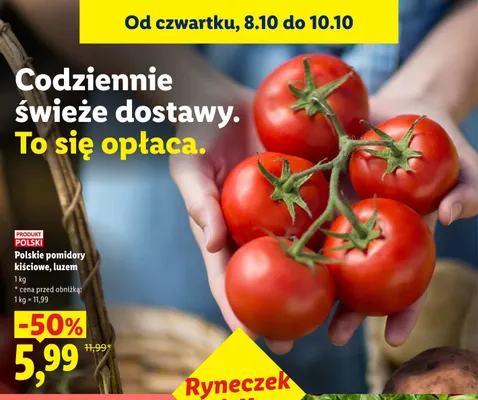 Polskie pomidory kiściowe luzem promocja w Lidl