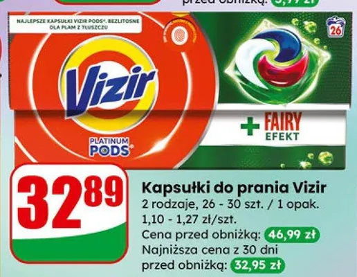 Kapsułki do prania Vizir 2 rodzaje promocja w Dino