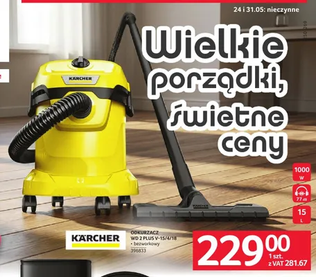 Odkurzacz Kärcher WD 2 Plus V-15/4/18 bezworkowy 1000W 15l promocja w Selgros