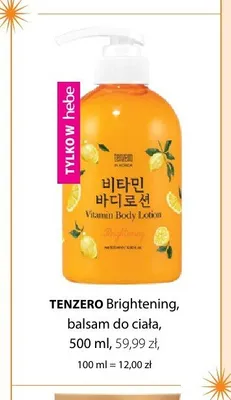 Balsam do ciała Tenzero Brightening promocja w Hebe