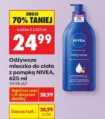 Odżywcze mleczko do ciała z pompką NIVEA, 625 ml promocja w Biedronka