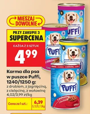Karma dla psa w puszce Puffi z drobiem promocja w Biedronka