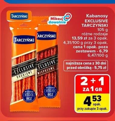 Kabanosy Exclusive Tarczyński drobiowe promocja w Carrefour