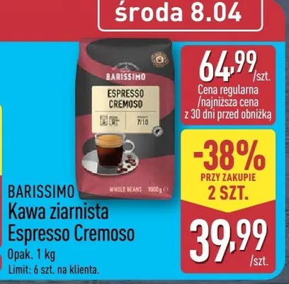 Kawa ziarnista Espresso Cremoso promocja w Aldi