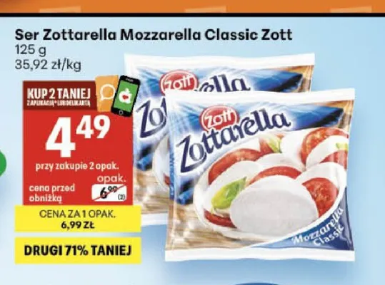 Ser mozzarella Classic Zottarella Zott promocja w Delikatesy Centrum