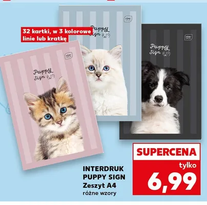Zeszyt A4 Interdruk Puppy Sign promocja w Kaufland