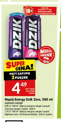 Napój energetyczny Dzik Energy Zero Sour Forest Fruits promocja w Twój Market