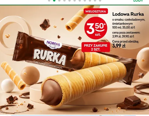 Lody rurka Nordis o smaku śmietankowym promocja w Żabka