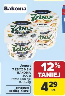 Jogurt 7 zbóż różne rodzaje promocja w Carrefour