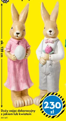 Duży zając dekoracyjny z jakiem lub kwiatem promocja w Tedi