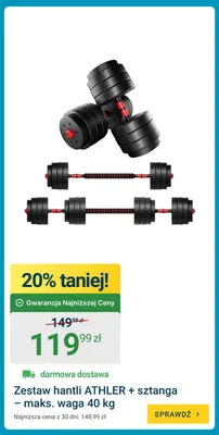 Zestaw hantli Athler + sztanga maks. waga 40 kg promocja w ERLI