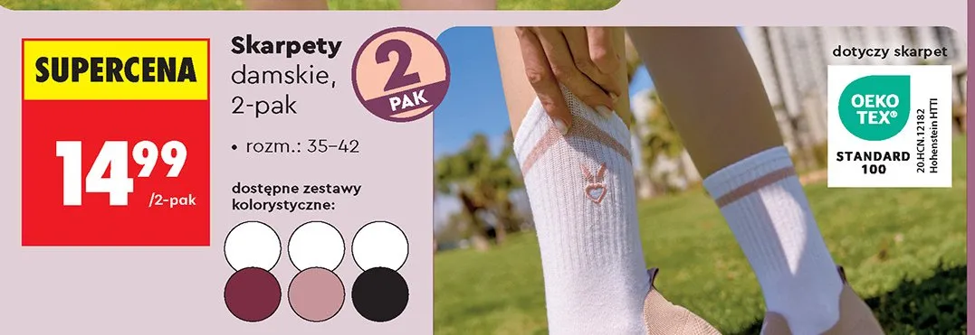 Skarpety damskie CARDIO BUNNY 2-pak promocja w Biedronka