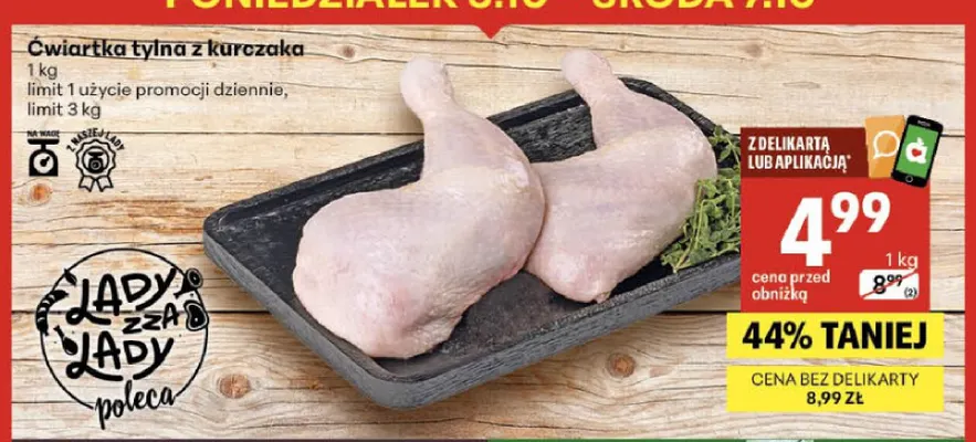 Ćwiartka tylna z kurczaka promocja w Delikatesy Centrum