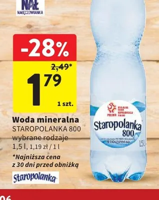 Woda mineralna Staropolanka 800 promocja w Intermarche