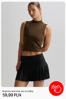 Sportowy top ze stójką Cropp brązowy promocja w Cropp