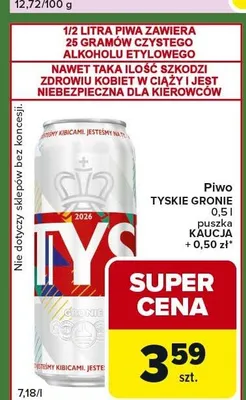 Piwo TYSKIE GRONIE puszka promocja w Carrefour Express