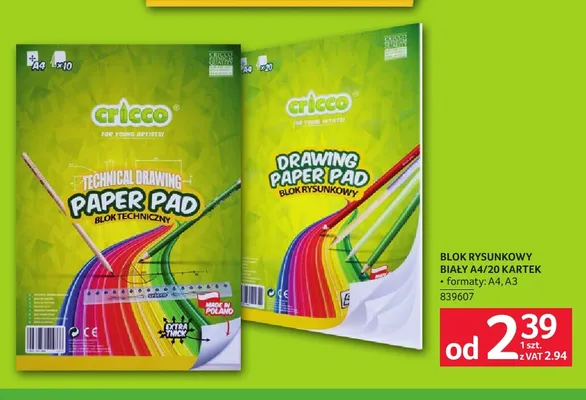 Blok rysunkowy biały Cricco A4 promocja w Selgros