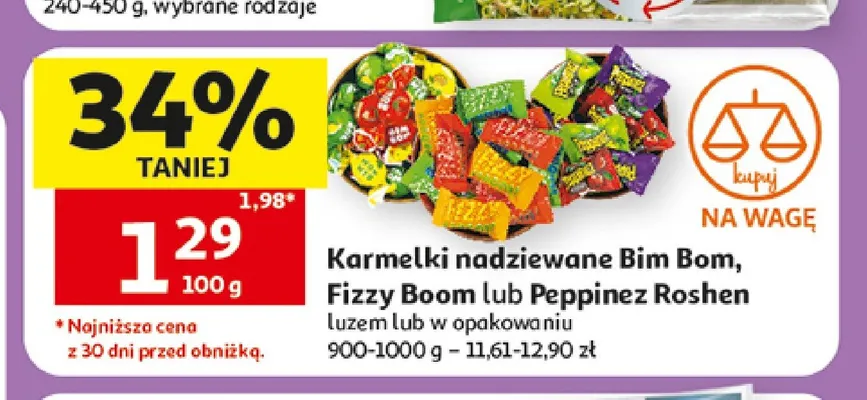 Cukierki karmelki nadziewane Bim Bom Roshen promocja w Auchan