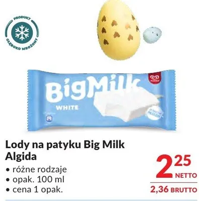 Lody na patykuBigMilk Algida promocja w Makro