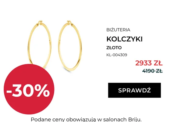 Kolczyki Briju złoto promocja w Briju