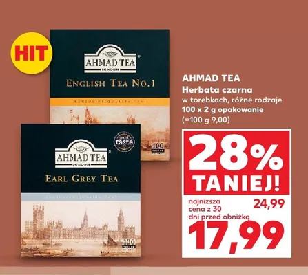 Herbata czarna w torebkach AHMAD TEA Earl Grey Tea promocja w Kaufland