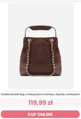 Torebka Bucket Bag z przeszyciami w romby z rączką i uchwytami Renee promocja w Renee