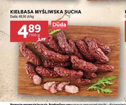 Kiełbasa Myśliwska sucha Duda promocja w Stokrotka