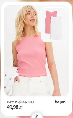 Top w prążek bonprix 2-pak promocja w bonprix