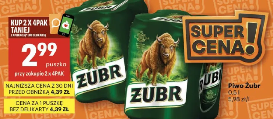 Piwo Żubr promocja w Delikatesy Centrum