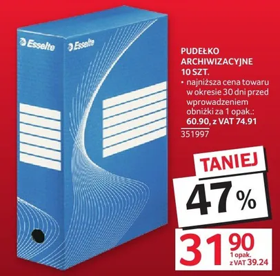 Pudełko archiwizacyjne Esselte 10szt. promocja w Selgros
