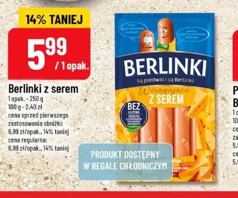 Parówki Berlinki z serem promocja w POLOmarket