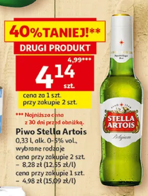 Piwo Stella Artois wybrane rodzaje promocja w Auchan