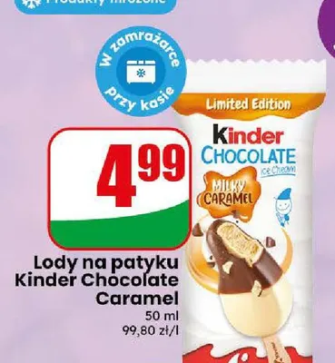 Lody na patyku Kinder Chocolate Caramel promocja w Dino