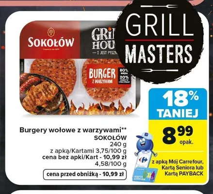 Burgery wołowe z warzywami Sokołów promocja w Carrefour Market