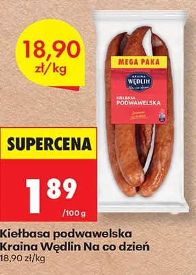 Kiełbasa podwawelska Kraina Wędlin Na co dzień promocja w Biedronka