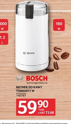 Młynek do kawy TSM6A011W Bosch promocja w Selgros