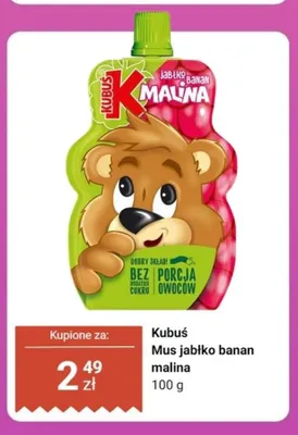 Mus jabłko banan malina Kubuś promocja w Dino