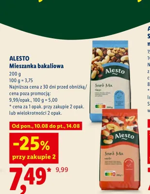Mieszanka bakaliowa Alesto Snack Mix Classic promocja w Lidl
